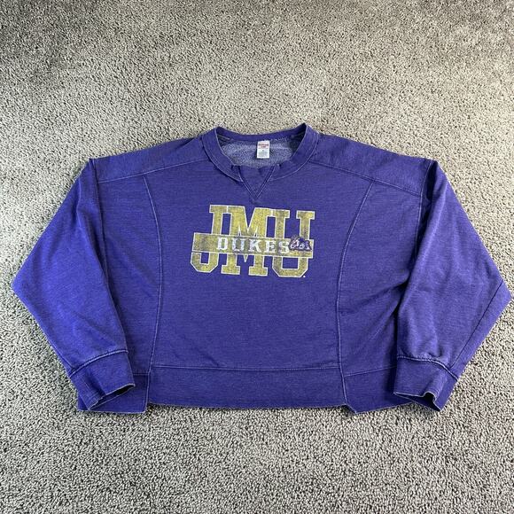 James Madison JMU Dukes Sweatshirt Womens XL Purple Yellow Pullover Sideline - Picture 1 of 10